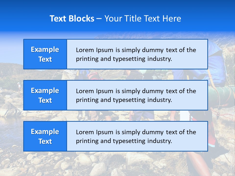 Group Of Hikers Crosses Small River In Mountains. Shot In The Langeberge Highlands Near Grootrivier And Gouritsrivier Rivers Crossing, Garden Route, Western Cape, South Africa. PowerPoint Template