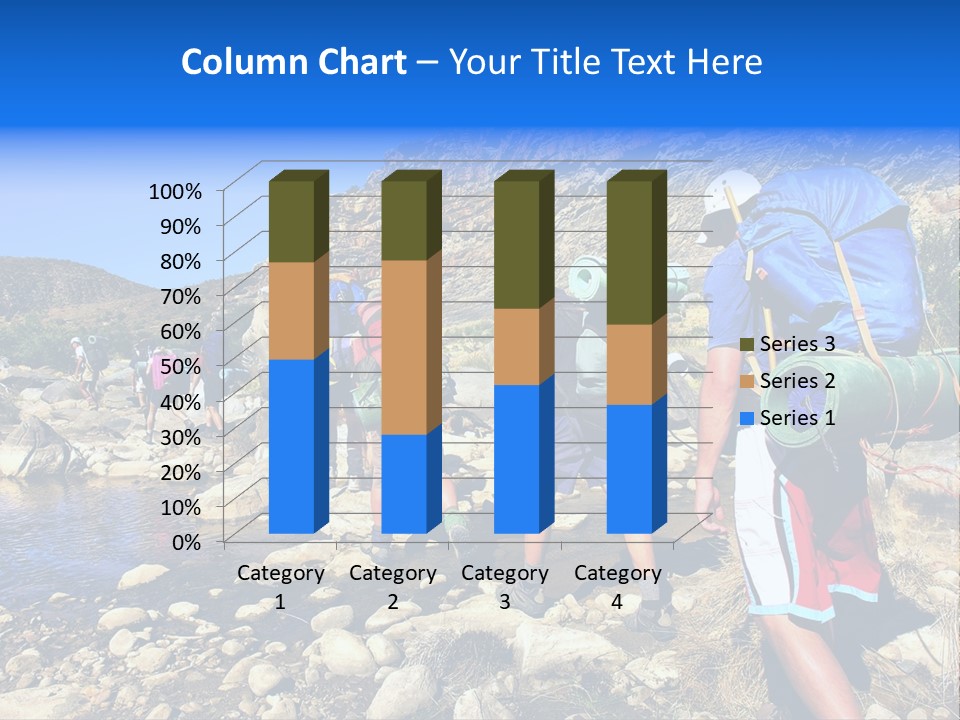 Group Of Hikers Crosses Small River In Mountains. Shot In The Langeberge Highlands Near Grootrivier And Gouritsrivier Rivers Crossing, Garden Route, Western Cape, South Africa. PowerPoint Template