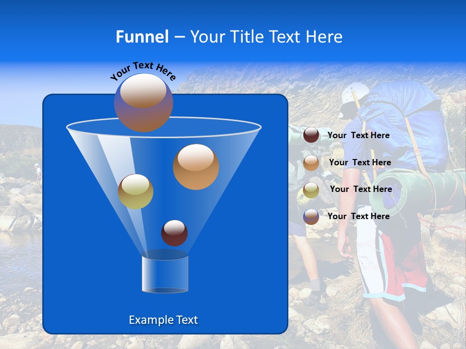 Group Of Hikers Crosses Small River In Mountains. Shot In The Langeberge Highlands Near Grootrivier And Gouritsrivier Rivers Crossing, Garden Route, Western Cape, South Africa. PowerPoint Template