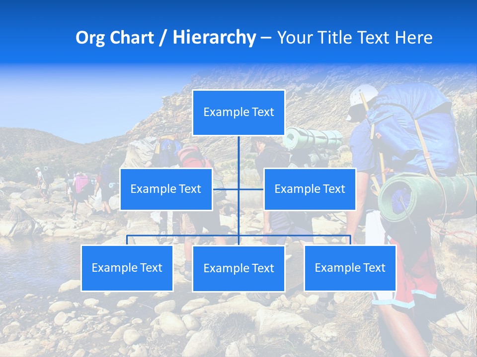 Group Of Hikers Crosses Small River In Mountains. Shot In The Langeberge Highlands Near Grootrivier And Gouritsrivier Rivers Crossing, Garden Route, Western Cape, South Africa. PowerPoint Template