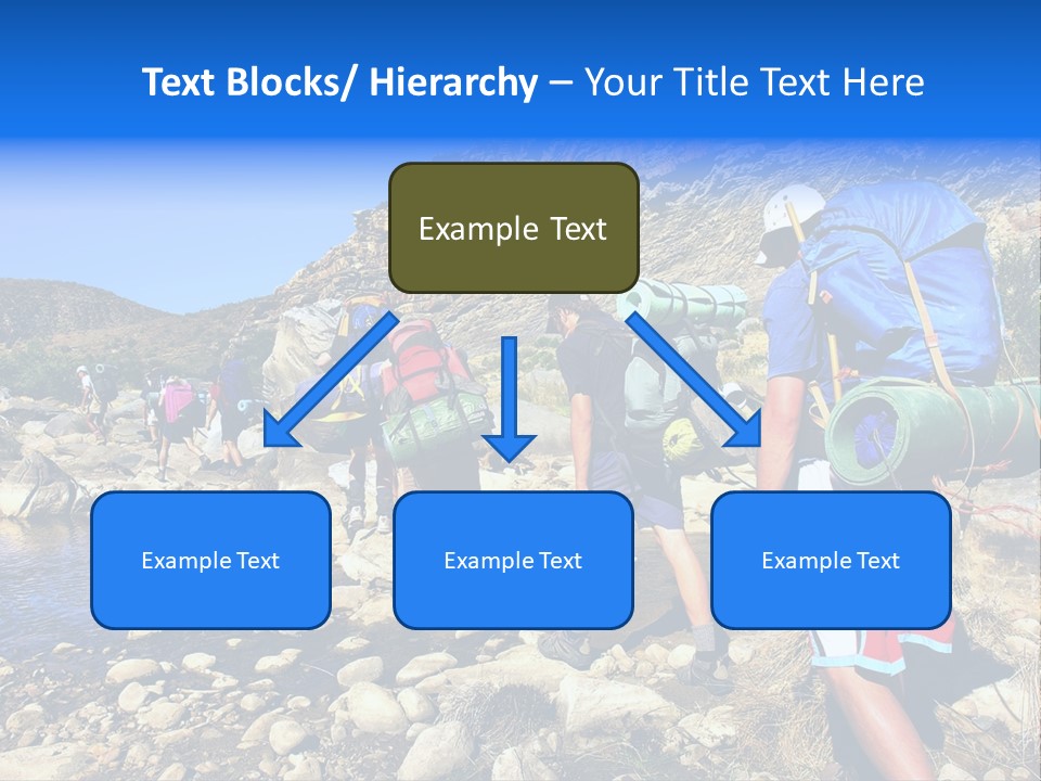 Group Of Hikers Crosses Small River In Mountains. Shot In The Langeberge Highlands Near Grootrivier And Gouritsrivier Rivers Crossing, Garden Route, Western Cape, South Africa. PowerPoint Template