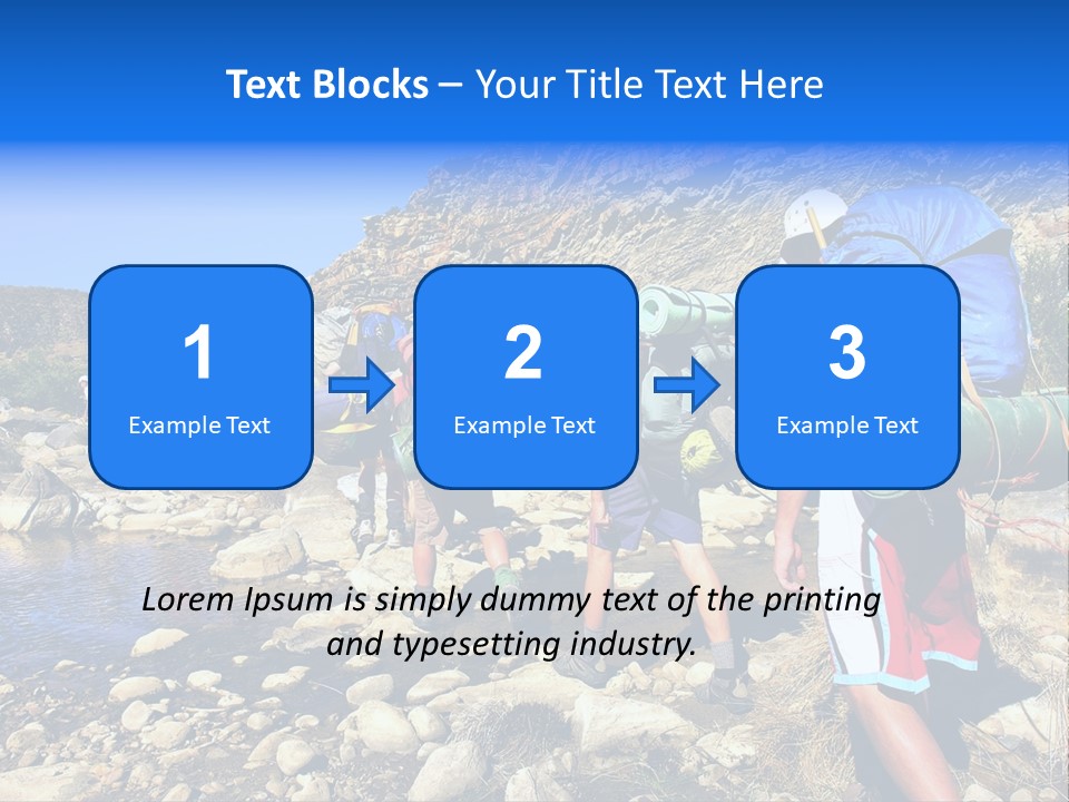 Group Of Hikers Crosses Small River In Mountains. Shot In The Langeberge Highlands Near Grootrivier And Gouritsrivier Rivers Crossing, Garden Route, Western Cape, South Africa. PowerPoint Template