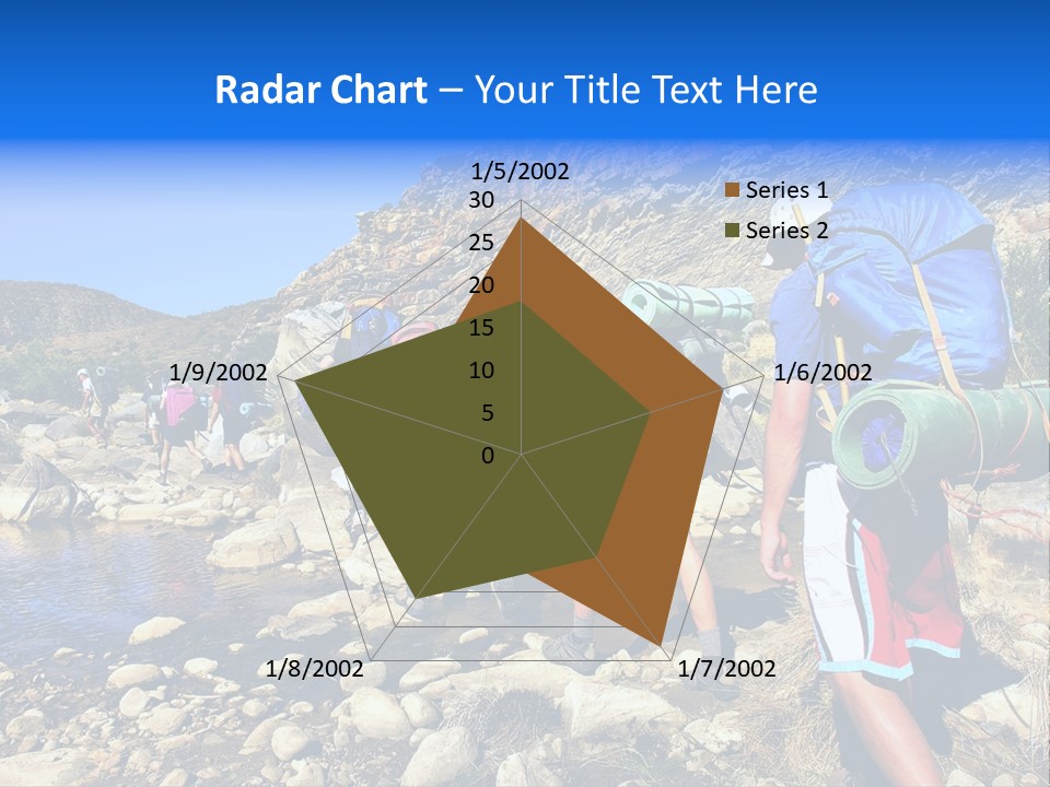 Group Of Hikers Crosses Small River In Mountains. Shot In The Langeberge Highlands Near Grootrivier And Gouritsrivier Rivers Crossing, Garden Route, Western Cape, South Africa. PowerPoint Template