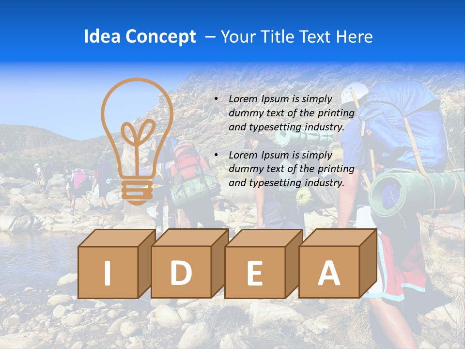 Group Of Hikers Crosses Small River In Mountains. Shot In The Langeberge Highlands Near Grootrivier And Gouritsrivier Rivers Crossing, Garden Route, Western Cape, South Africa. PowerPoint Template