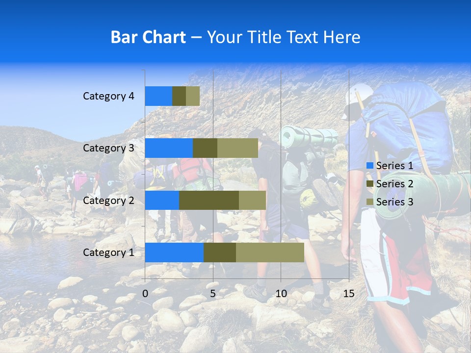 Group Of Hikers Crosses Small River In Mountains. Shot In The Langeberge Highlands Near Grootrivier And Gouritsrivier Rivers Crossing, Garden Route, Western Cape, South Africa. PowerPoint Template
