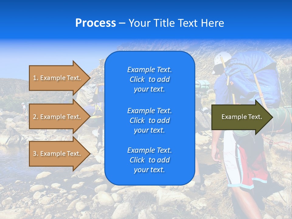 Group Of Hikers Crosses Small River In Mountains. Shot In The Langeberge Highlands Near Grootrivier And Gouritsrivier Rivers Crossing, Garden Route, Western Cape, South Africa. PowerPoint Template
