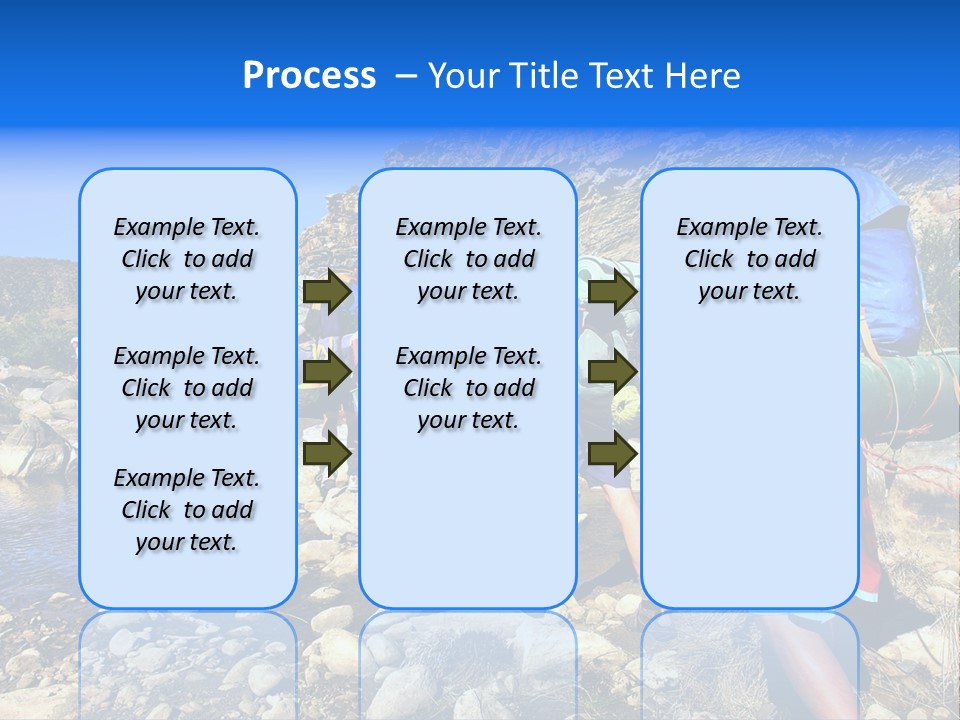 Group Of Hikers Crosses Small River In Mountains. Shot In The Langeberge Highlands Near Grootrivier And Gouritsrivier Rivers Crossing, Garden Route, Western Cape, South Africa. PowerPoint Template