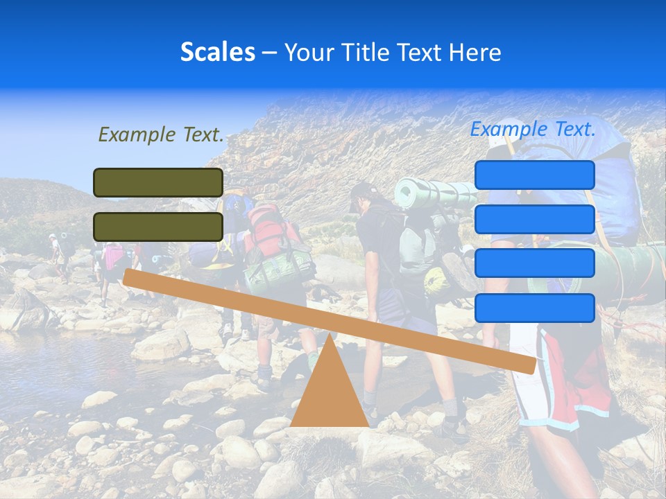 Group Of Hikers Crosses Small River In Mountains. Shot In The Langeberge Highlands Near Grootrivier And Gouritsrivier Rivers Crossing, Garden Route, Western Cape, South Africa. PowerPoint Template