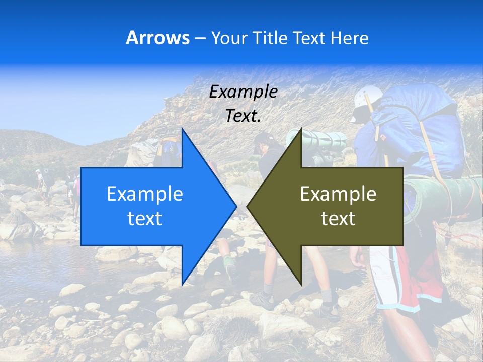 Group Of Hikers Crosses Small River In Mountains. Shot In The Langeberge Highlands Near Grootrivier And Gouritsrivier Rivers Crossing, Garden Route, Western Cape, South Africa. PowerPoint Template