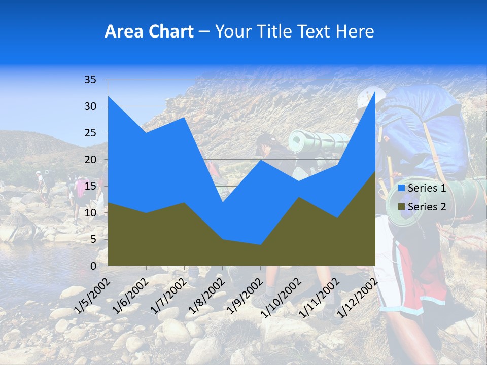 Group Of Hikers Crosses Small River In Mountains. Shot In The Langeberge Highlands Near Grootrivier And Gouritsrivier Rivers Crossing, Garden Route, Western Cape, South Africa. PowerPoint Template