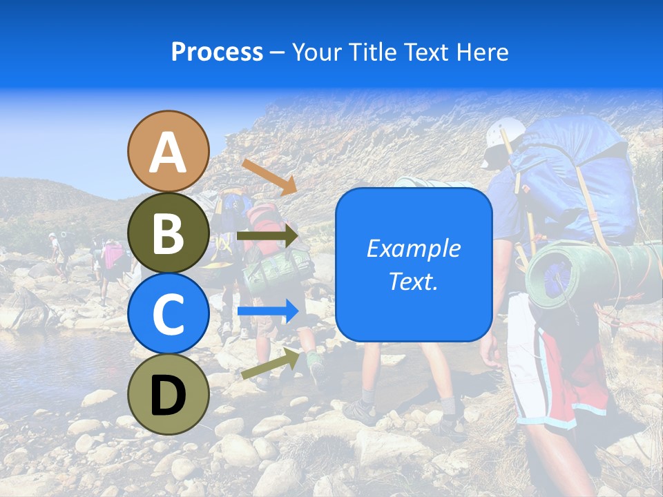 Group Of Hikers Crosses Small River In Mountains. Shot In The Langeberge Highlands Near Grootrivier And Gouritsrivier Rivers Crossing, Garden Route, Western Cape, South Africa. PowerPoint Template