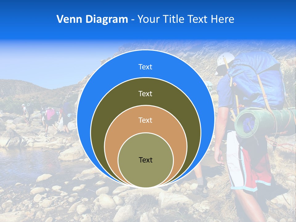 Group Of Hikers Crosses Small River In Mountains. Shot In The Langeberge Highlands Near Grootrivier And Gouritsrivier Rivers Crossing, Garden Route, Western Cape, South Africa. PowerPoint Template