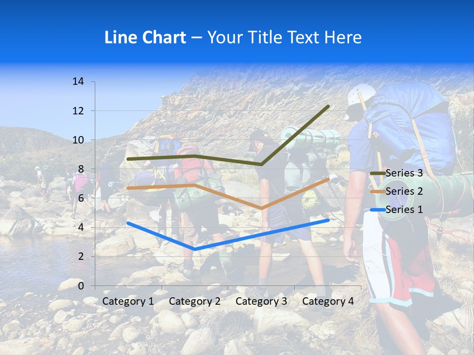 Group Of Hikers Crosses Small River In Mountains. Shot In The Langeberge Highlands Near Grootrivier And Gouritsrivier Rivers Crossing, Garden Route, Western Cape, South Africa. PowerPoint Template