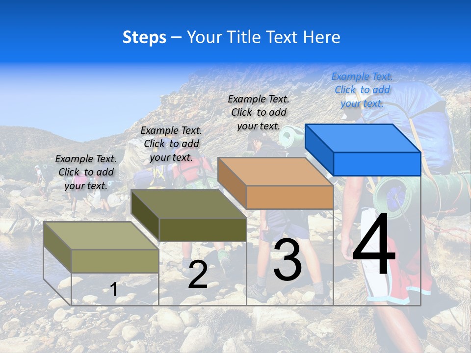 Group Of Hikers Crosses Small River In Mountains. Shot In The Langeberge Highlands Near Grootrivier And Gouritsrivier Rivers Crossing, Garden Route, Western Cape, South Africa. PowerPoint Template