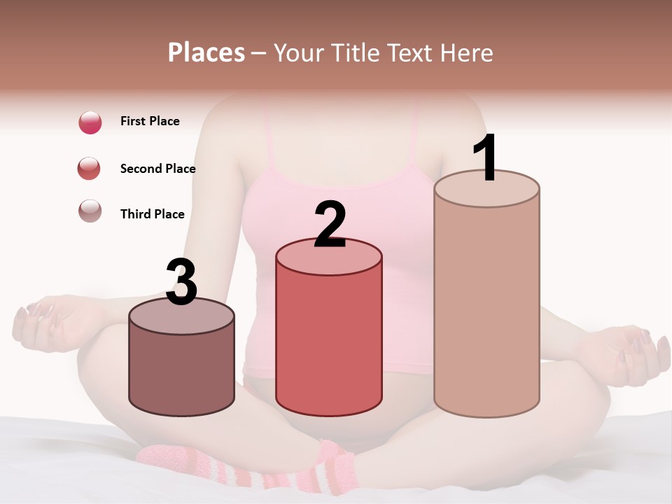 Pregnant Woman Sitting In Lotus Pose On The Bed With White Background PowerPoint Template