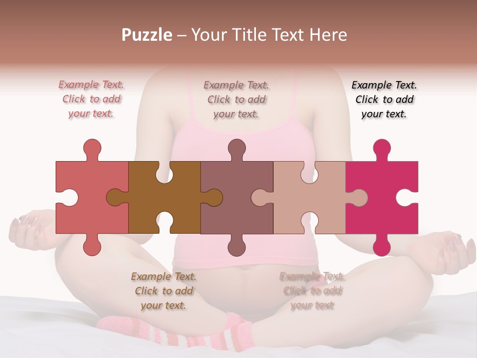 Pregnant Woman Sitting In Lotus Pose On The Bed With White Background PowerPoint Template