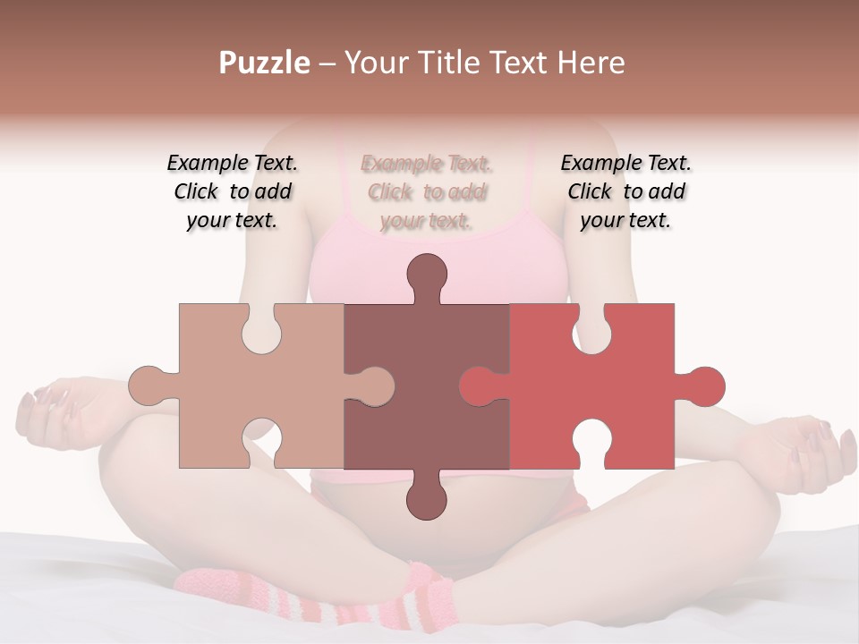 Pregnant Woman Sitting In Lotus Pose On The Bed With White Background PowerPoint Template