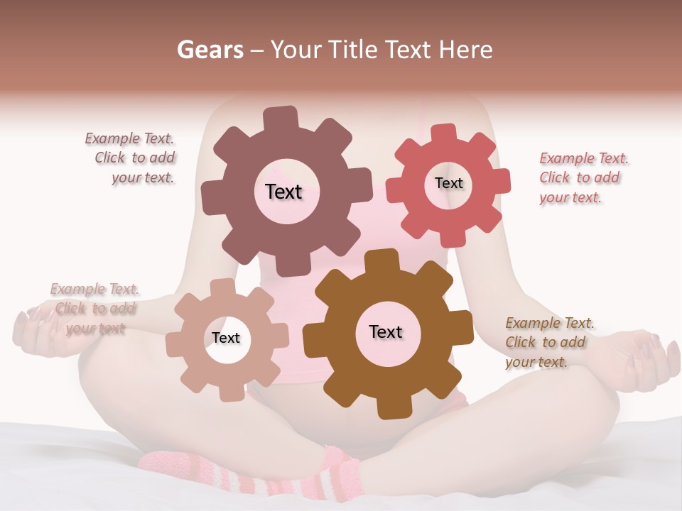 Pregnant Woman Sitting In Lotus Pose On The Bed With White Background PowerPoint Template