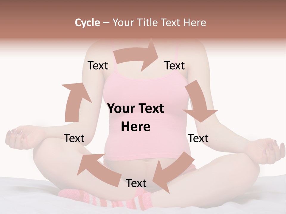 Pregnant Woman Sitting In Lotus Pose On The Bed With White Background PowerPoint Template