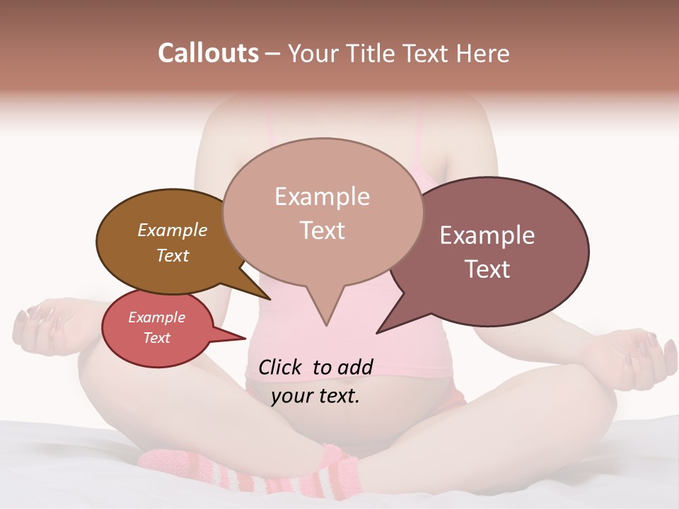 Pregnant Woman Sitting In Lotus Pose On The Bed With White Background PowerPoint Template