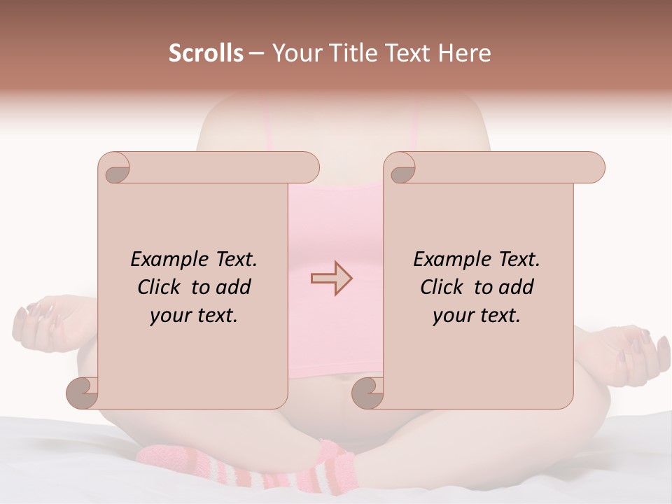 Pregnant Woman Sitting In Lotus Pose On The Bed With White Background PowerPoint Template