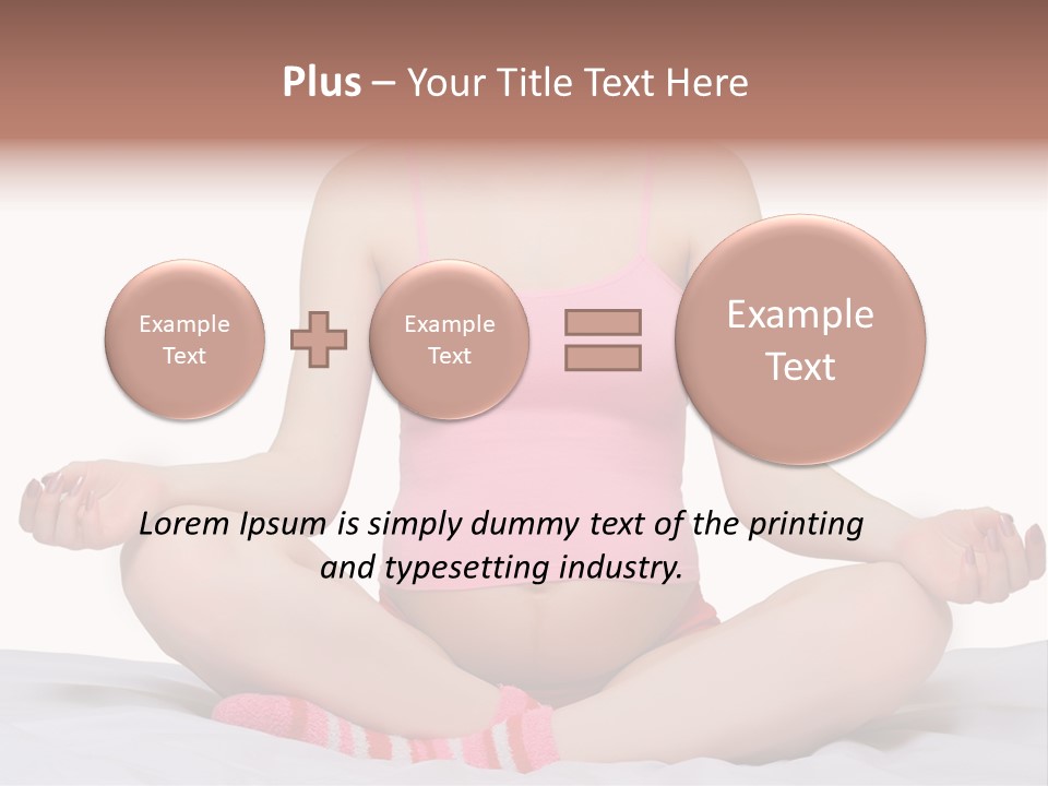 Pregnant Woman Sitting In Lotus Pose On The Bed With White Background PowerPoint Template