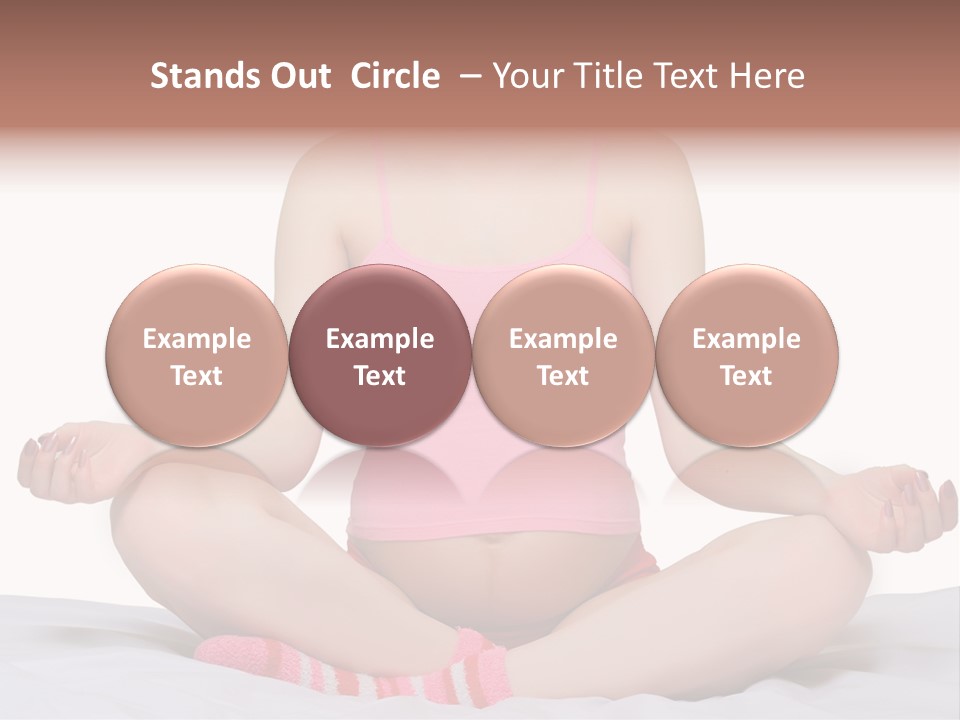 Pregnant Woman Sitting In Lotus Pose On The Bed With White Background PowerPoint Template