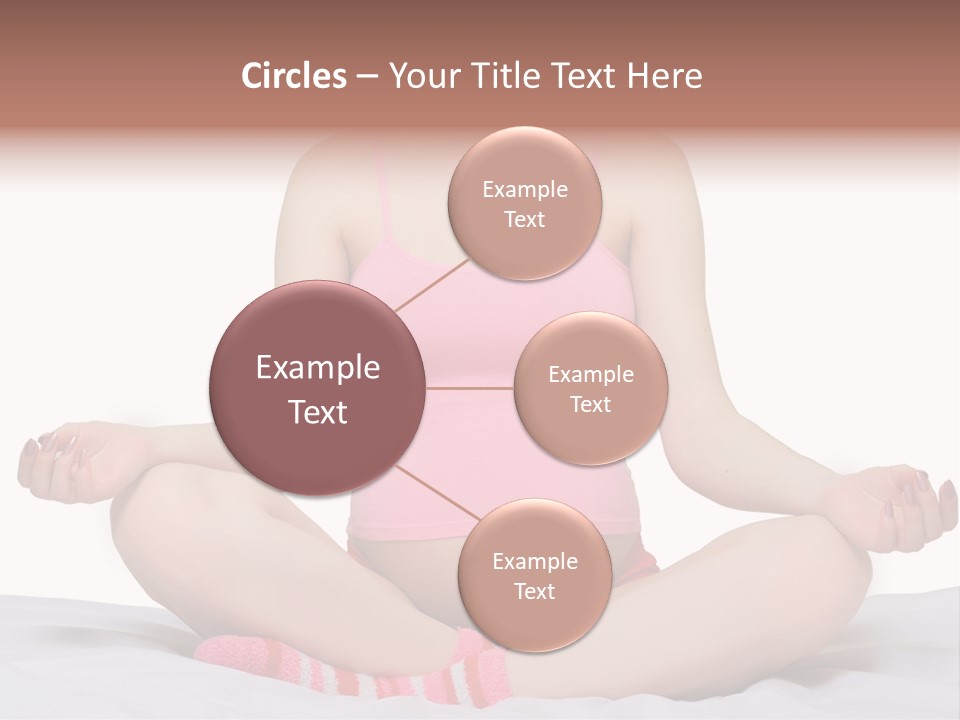 Pregnant Woman Sitting In Lotus Pose On The Bed With White Background PowerPoint Template