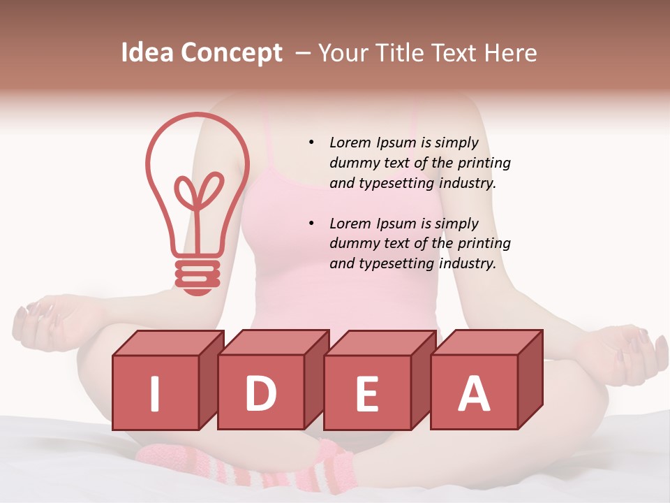 Pregnant Woman Sitting In Lotus Pose On The Bed With White Background PowerPoint Template