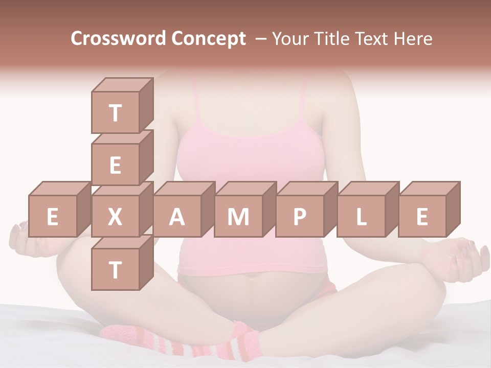 Pregnant Woman Sitting In Lotus Pose On The Bed With White Background PowerPoint Template