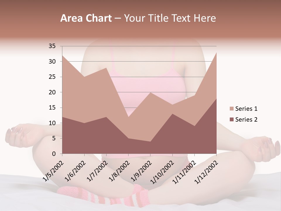 Pregnant Woman Sitting In Lotus Pose On The Bed With White Background PowerPoint Template