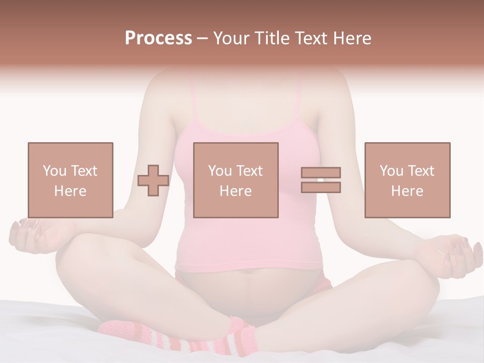 Pregnant Woman Sitting In Lotus Pose On The Bed With White Background PowerPoint Template