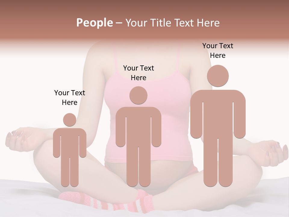 Pregnant Woman Sitting In Lotus Pose On The Bed With White Background PowerPoint Template