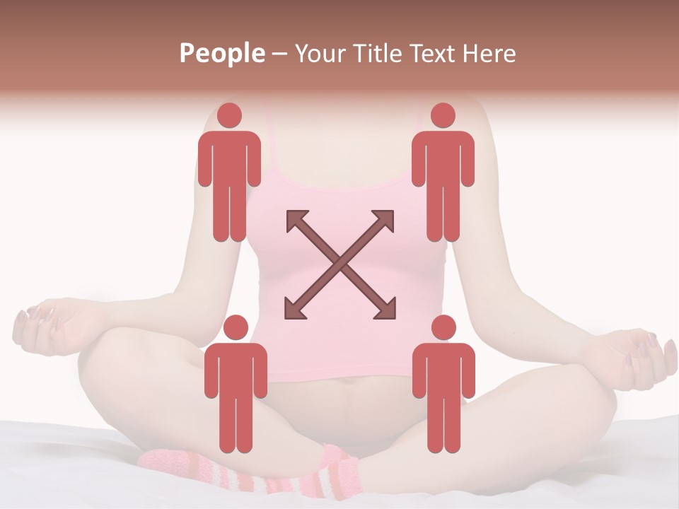 Pregnant Woman Sitting In Lotus Pose On The Bed With White Background PowerPoint Template