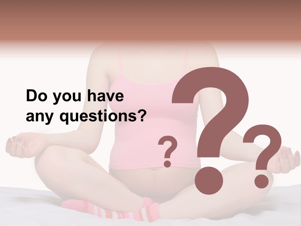 Pregnant Woman Sitting In Lotus Pose On The Bed With White Background PowerPoint Template