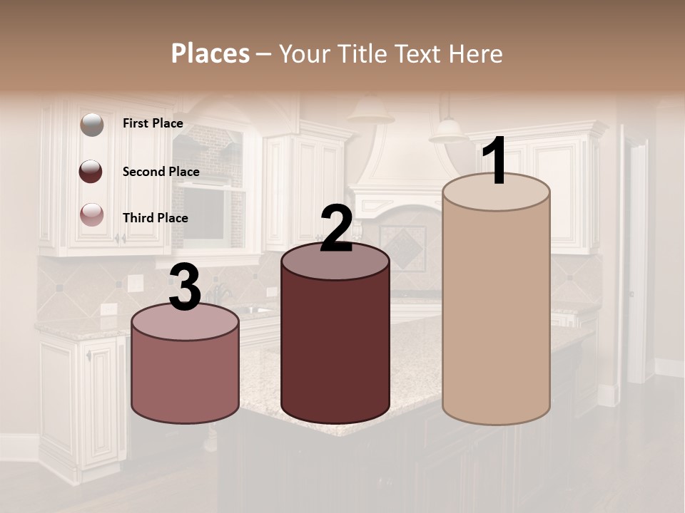 Luxury Kitchen With Granite Topped Island PowerPoint Template