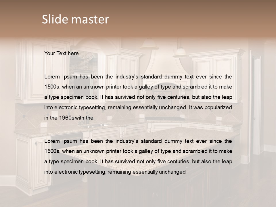 Luxury Kitchen With Granite Topped Island PowerPoint Template