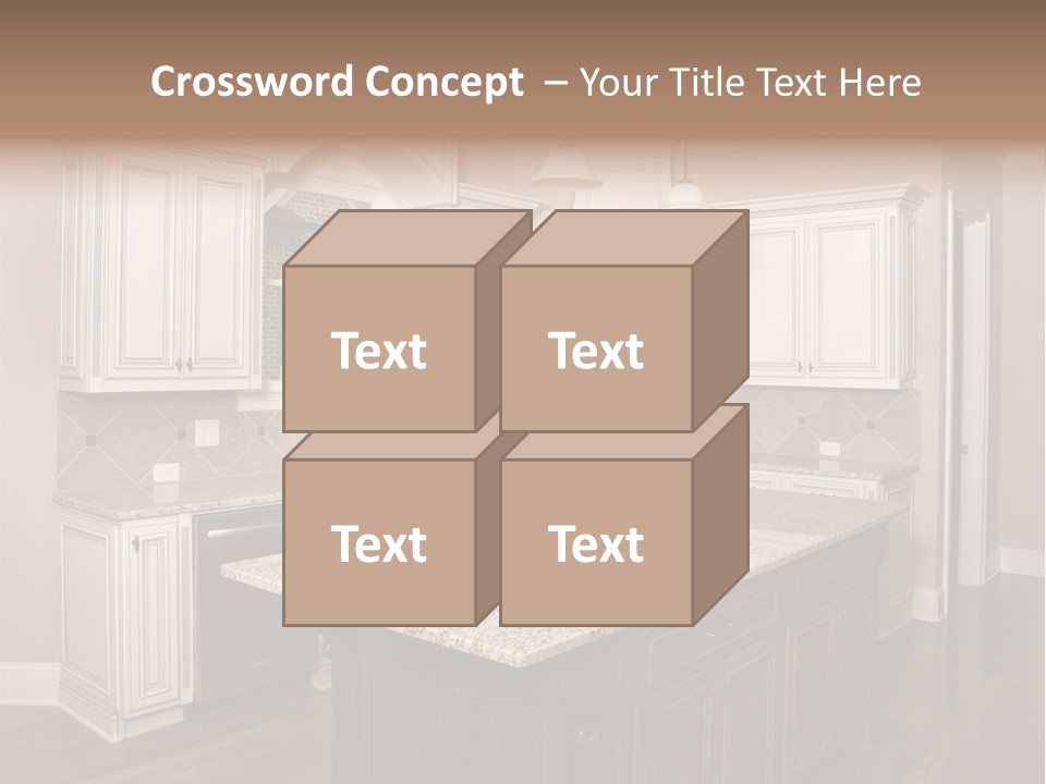 Luxury Kitchen With Granite Topped Island PowerPoint Template