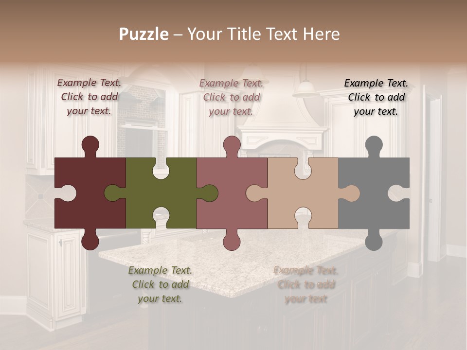 Luxury Kitchen With Granite Topped Island PowerPoint Template