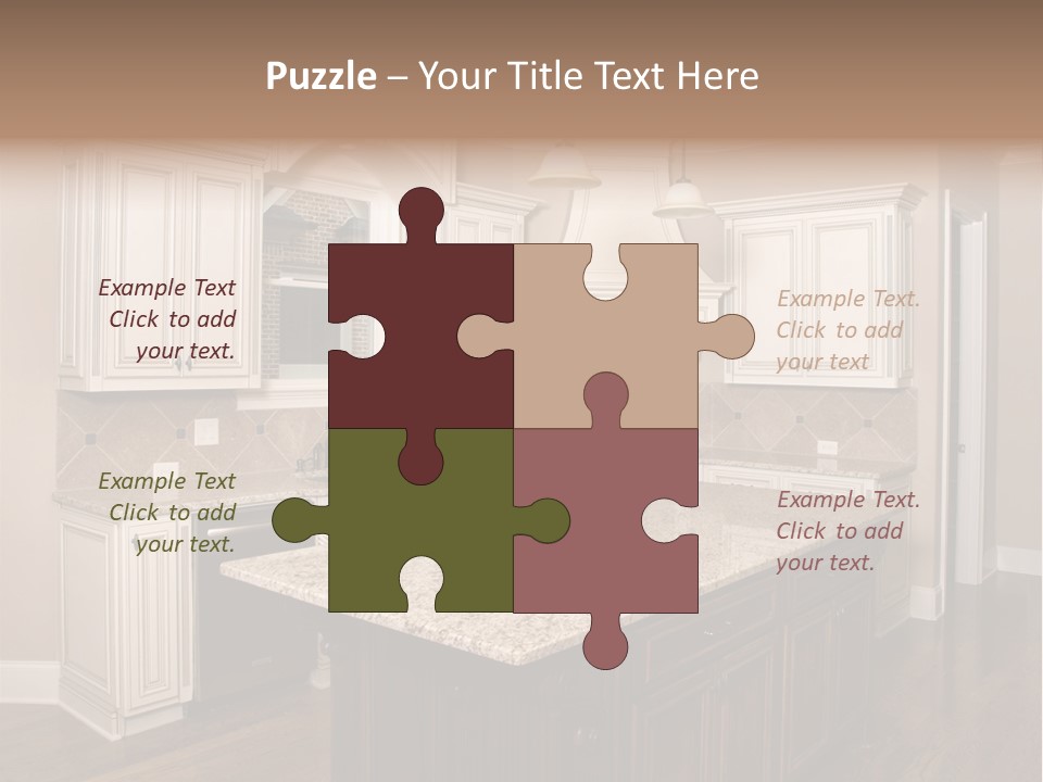 Luxury Kitchen With Granite Topped Island PowerPoint Template