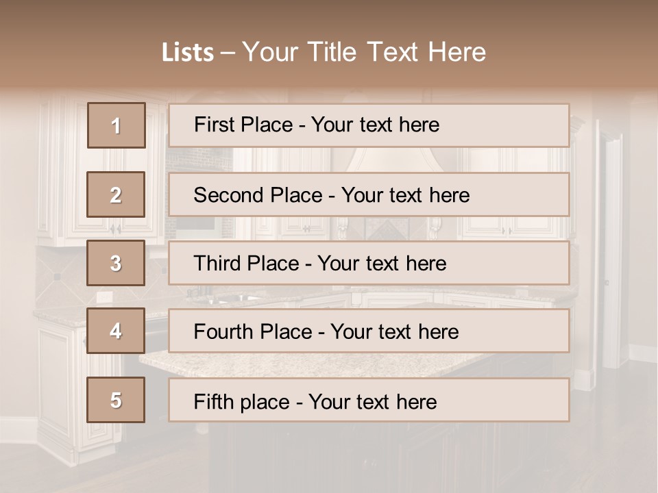 Luxury Kitchen With Granite Topped Island PowerPoint Template