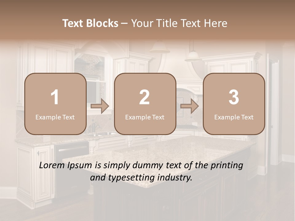 Luxury Kitchen With Granite Topped Island PowerPoint Template