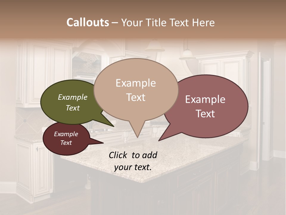 Luxury Kitchen With Granite Topped Island PowerPoint Template