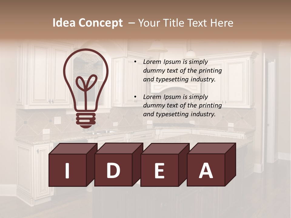 Luxury Kitchen With Granite Topped Island PowerPoint Template