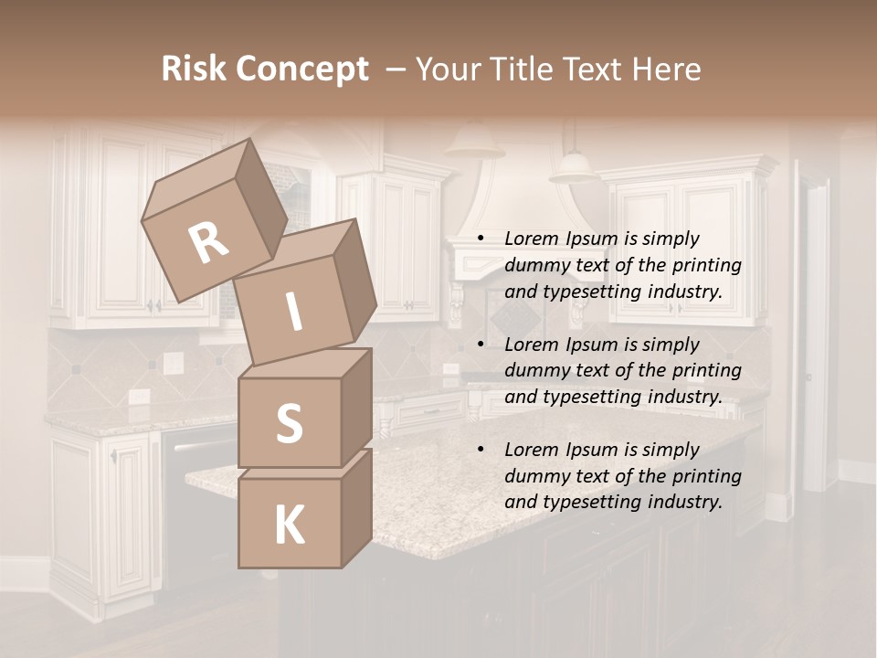 Luxury Kitchen With Granite Topped Island PowerPoint Template