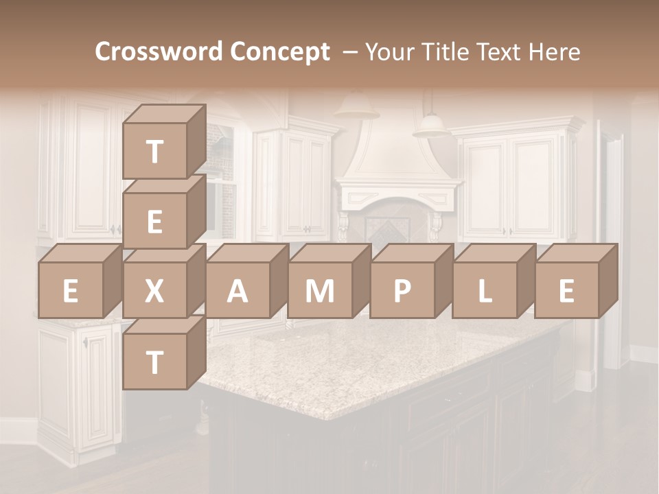 Luxury Kitchen With Granite Topped Island PowerPoint Template