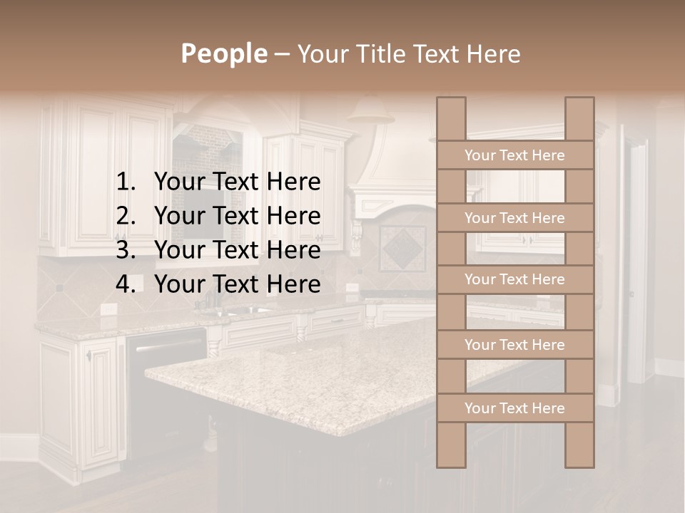 Luxury Kitchen With Granite Topped Island PowerPoint Template