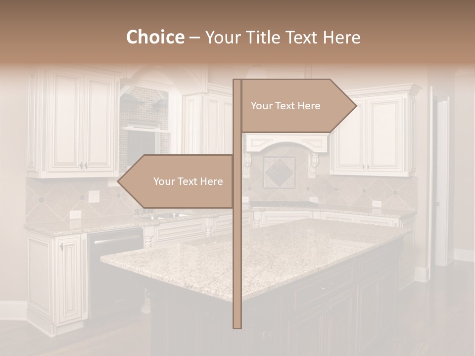Luxury Kitchen With Granite Topped Island PowerPoint Template