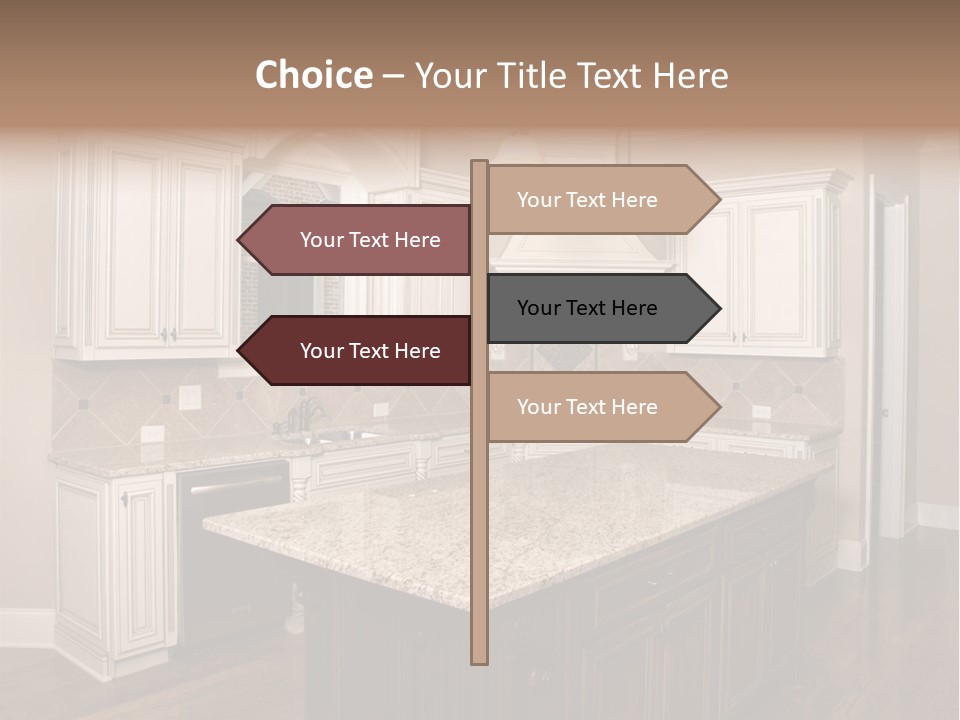 Luxury Kitchen With Granite Topped Island PowerPoint Template