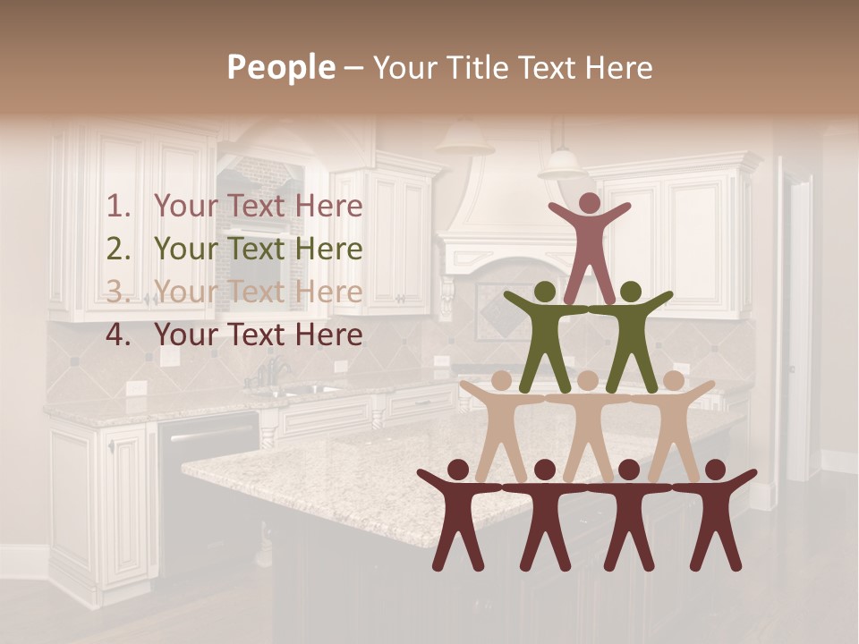 Luxury Kitchen With Granite Topped Island PowerPoint Template